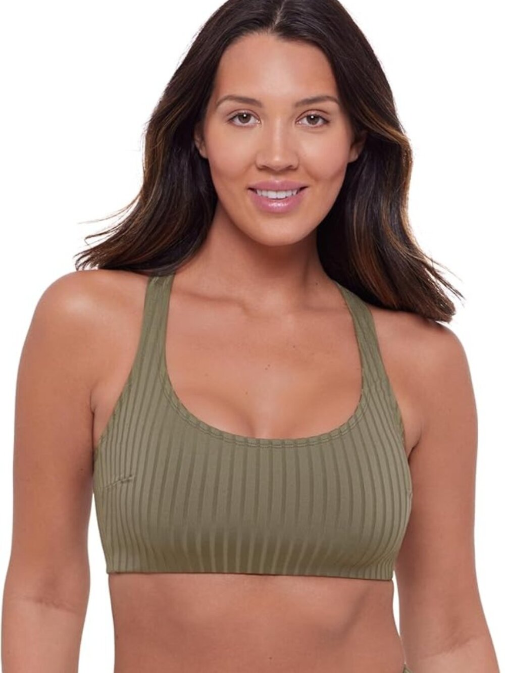 Women's Scoop Bikini Top Size Large Padded Cross Back Eucalyptus Green New NWT